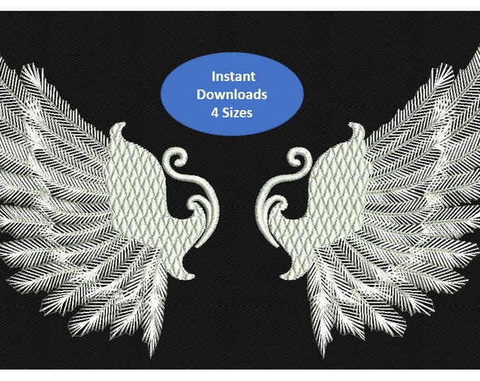 Angel Wings| Machine Embroidery | Shirt Embroidery | Napkin Embroidery | Kids Embroidery Design | Gift | 4 Sizes | 7 Formats