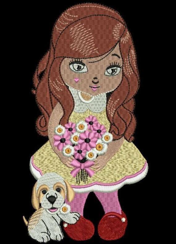 Barbie Doll With Flower and a Dog Instant Download Embroidery - Etsy Barbie Doll With Flower and a Dog Instant Download Embroidery - Etsy