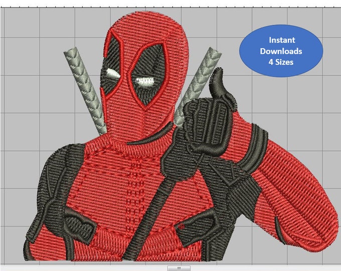 Deadpool | Machine Embroidery| Shirt Embroidery| Napkin Embroidery| Kids Embroidery Design | 4 Sizes |6 Formats | Viking | Janome| Brother