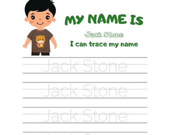 Classroom Pack (fino a 20) Foglio di lavoro di pratica di scrittura e tracciamento del nome personalizzato Pre-K Kindergarten