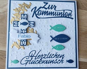 Zur Erstkommunion Gruß und Glückwunschkarte Klappkarte (Billet) 3D