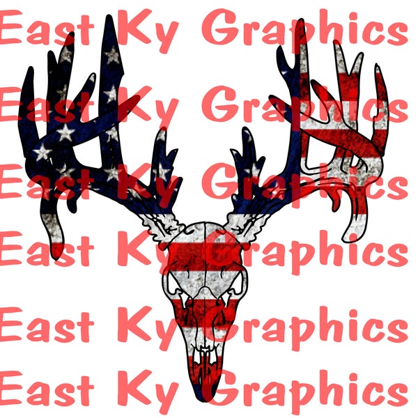 American Flag Deer Skull PNG sublimation hunting buck huntin deer season