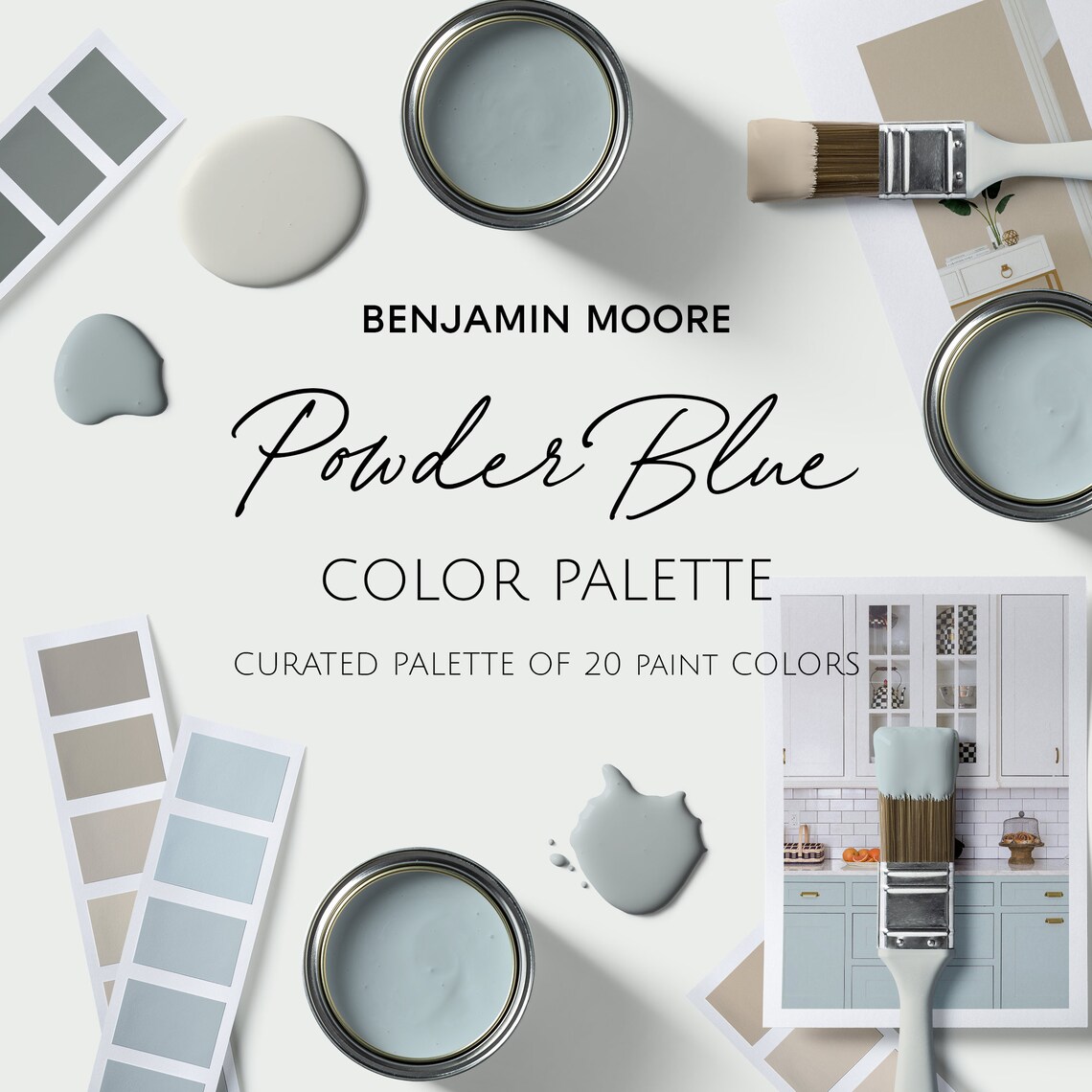 Benjamin Moore POWDER BLUE Paint Color Palette for Home Etsy