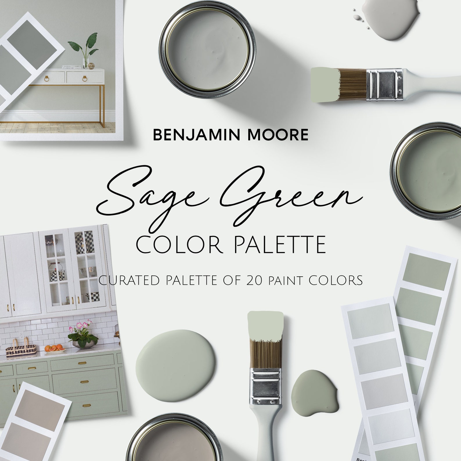 Benjamin Moore SAGE GREEN Paint Color Palette for Home Design Etsy