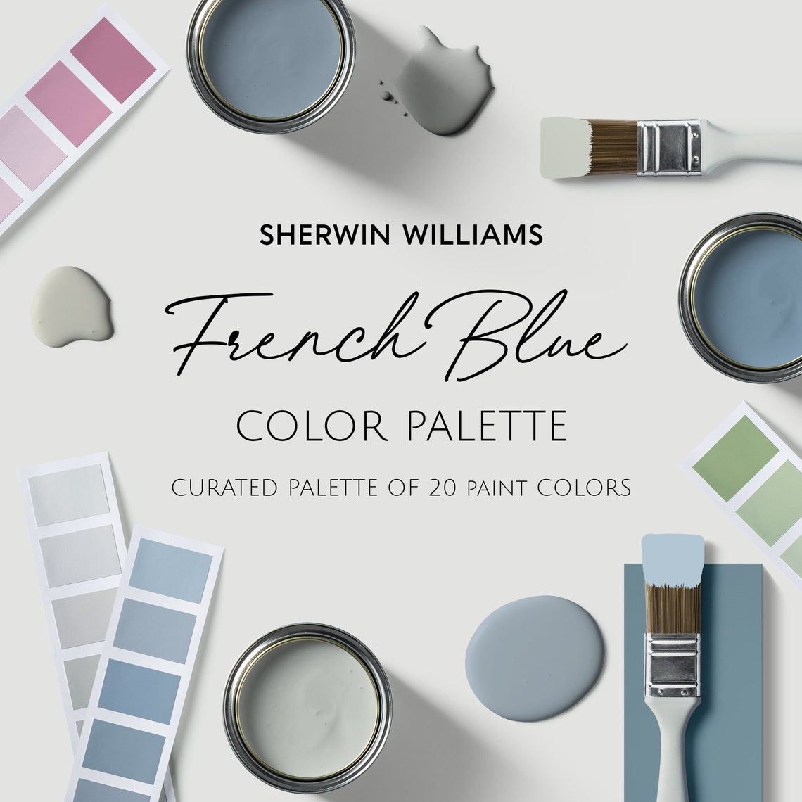 Sherwin Williams FRENCH BLUE Paint Color Palette for Home Etsy