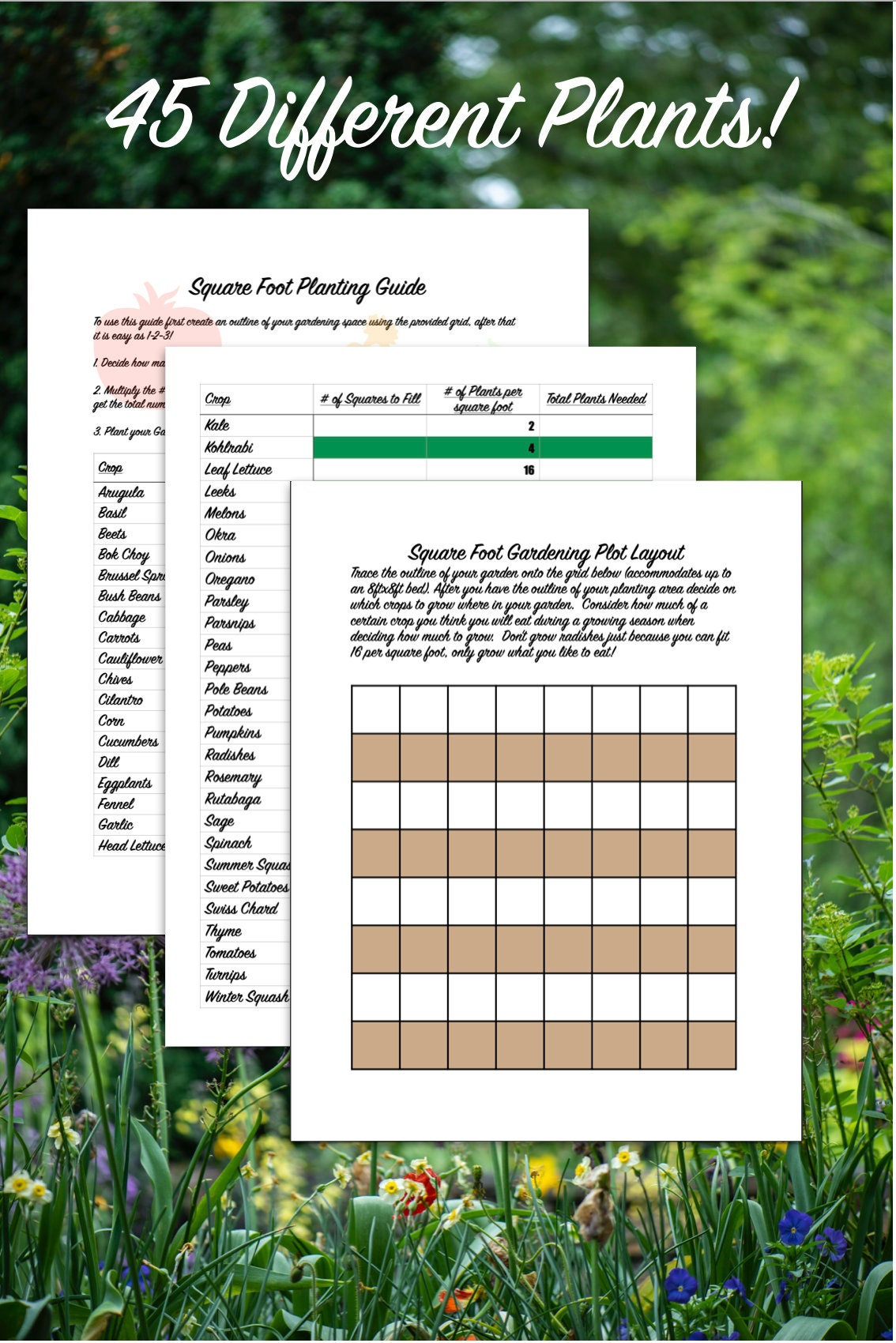 Square Foot Garden Planner, Vegetable Garden Planner Printable - Etsy