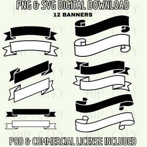 Banner SVG Bundle, Banner PNG, Scroll Clipart, Ribbon SVG
