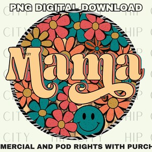 レトロママPNGママPNGフローラルママPNG昇華PNGグルーヴィーな昇華デザイン母の日PNGデジタルダウンロードオンデマンドプリントデザイン