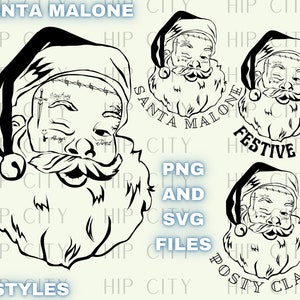 Santa Malone PNG, Posty Claus PNG, feestelijke AF, kerstsublimatiebestand, grappige vakantie clipart