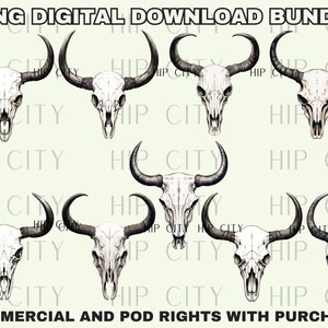 Bundle Texas Longhorn Cow Skull PNG Longhorn Bull Skull PNG Cow Skull PNG Western png Desert Cow Skull clipart Western Png Western Shirt Png