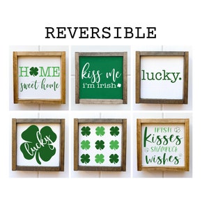 Farmhouse St. Patrick's Day Home Decor, Reversible Wood Sign, Kiss Me I'm Irish Sign, St. Patty's Wood Sign, Shamrock Decor, Lucky Home Sign