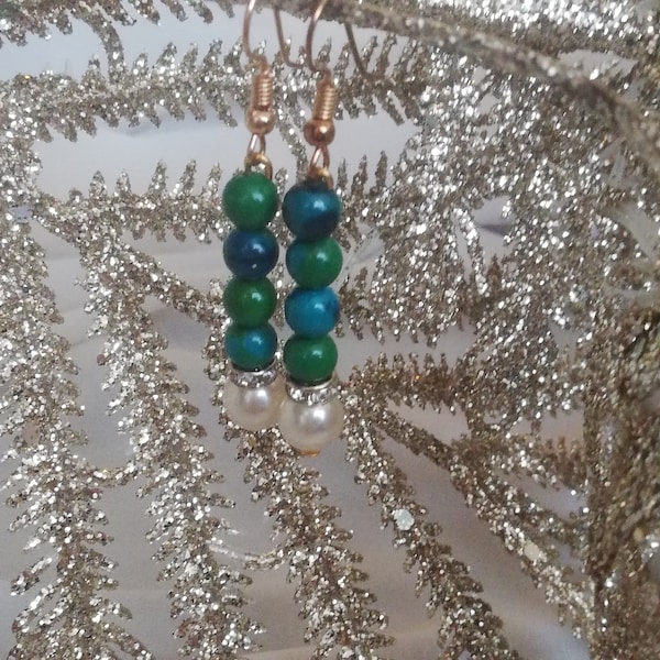 Boucle d'oreille Chrysocolle pour St Valentin