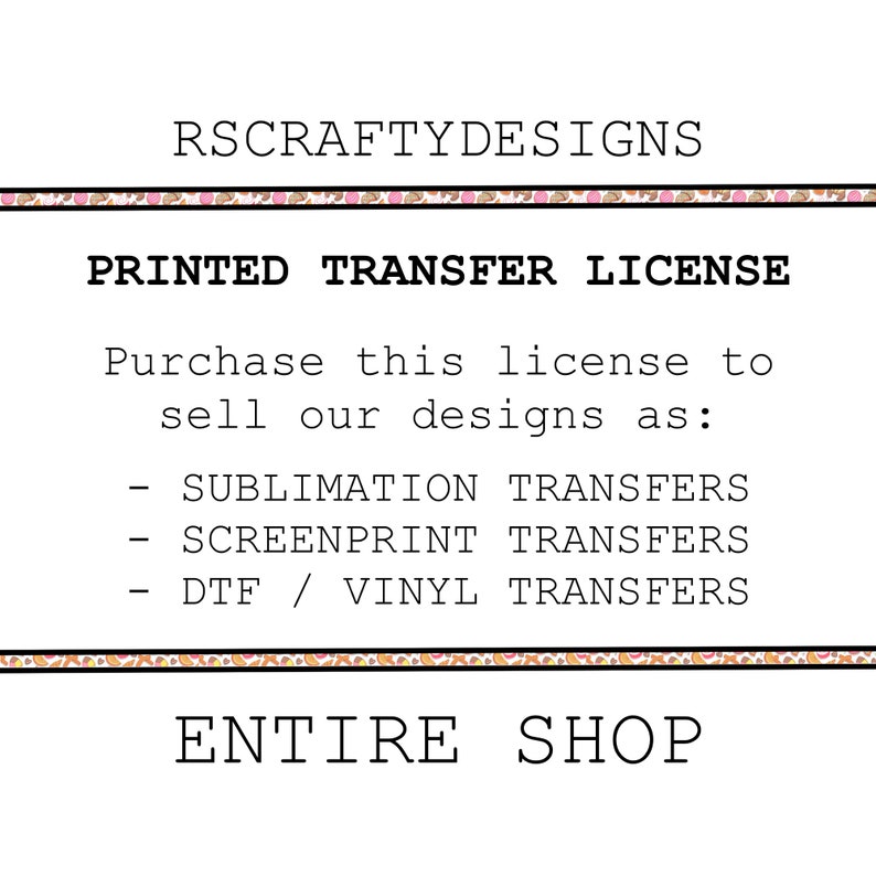 Printed Transfer License Entire Shop Etsy