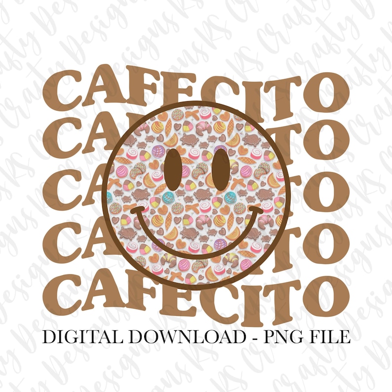 Cafecito With Pan De Dulce Smiley PNG - Etsy