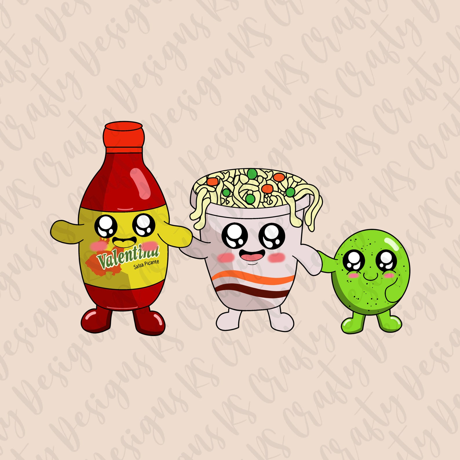 The Trio Animated PNG Maruchan Salsa Valentina Y Limon PNG Etsy UK