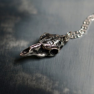 Handmade Argentium Silver Deer Skull Pendant: Macabre Talisman