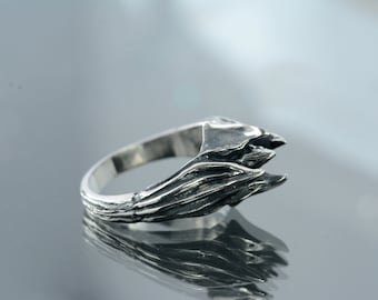 Chunky Spiked Ring in Solid Sterling Silver, Large Gothic Unisex Statement Ring, Unique Rustic Jewelry Piece Limited Edition