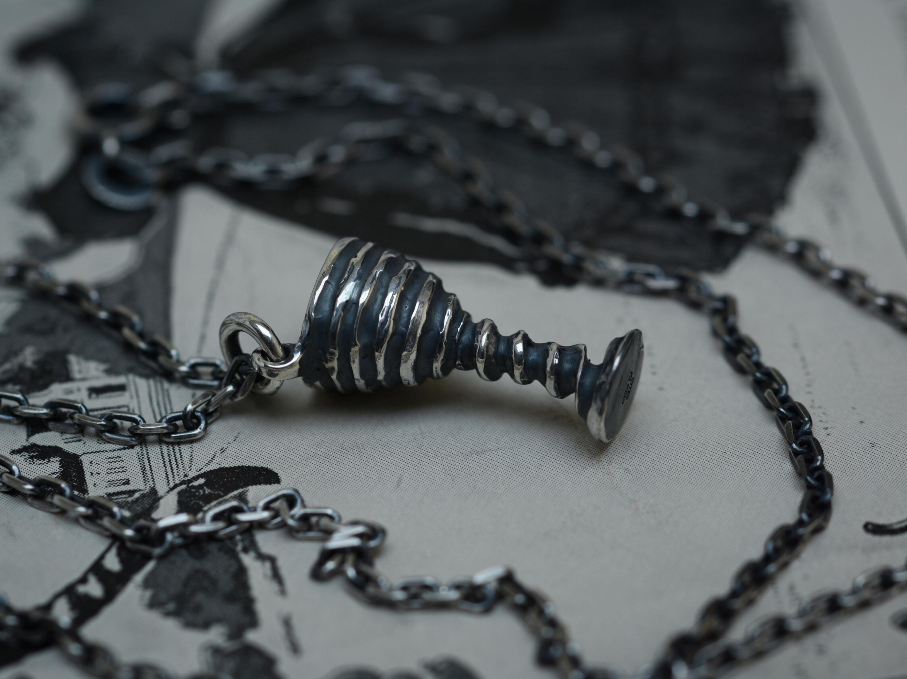 Sterling Silver Chalice Pendant: Gothic Witchy Necklace Charm