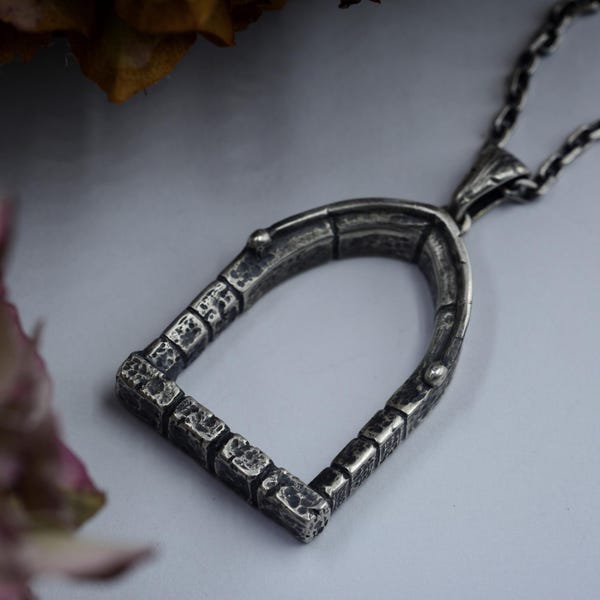 Gothic Arch Pendant Handmade in Argentium Silver: Fantasy Castle Doorway Necklace