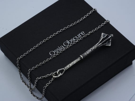 Large Silver Mace Pendant Handmade in Argentium Silver 940 | Striking Medieval Fantasy Style Jewelry
