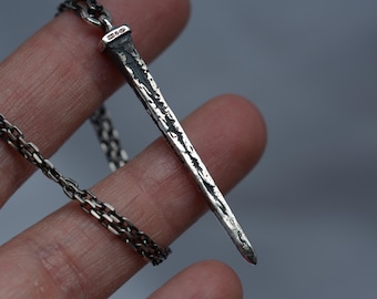 Coffin Nail Necklace Handmade in Silver | Gothic Witchy Pendant | Morbid Creepy Jewelry