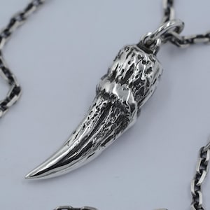 Gothic Wolf Tooth Pendant Handmade in Solid Silver: Canine Necklace for Lovers of Dark Aesthetic Jewellery and Unusual Macabre Designs
