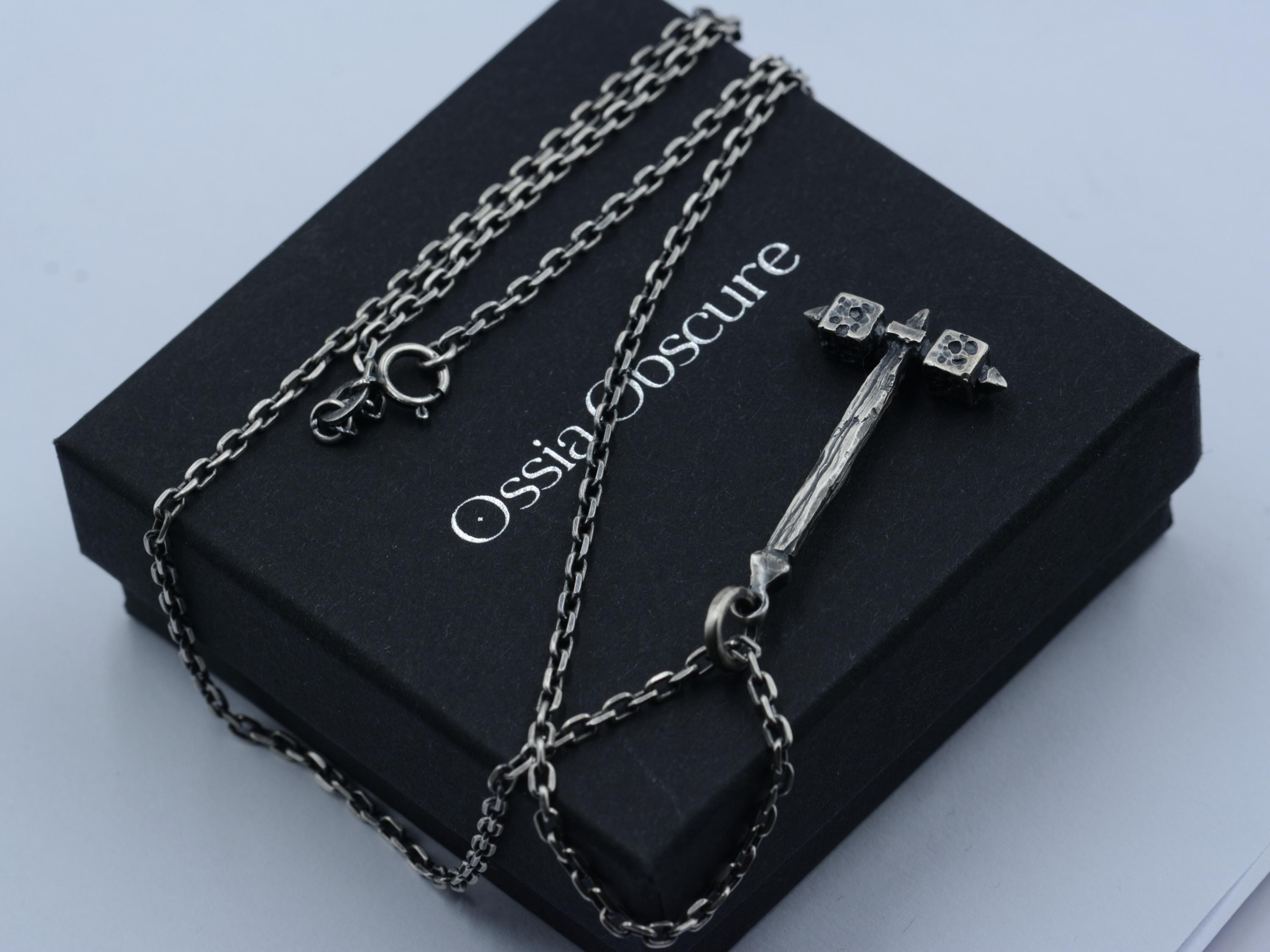 Handmade Sterling Silver Battle Hammer Pendant: Gothic Medieval 
