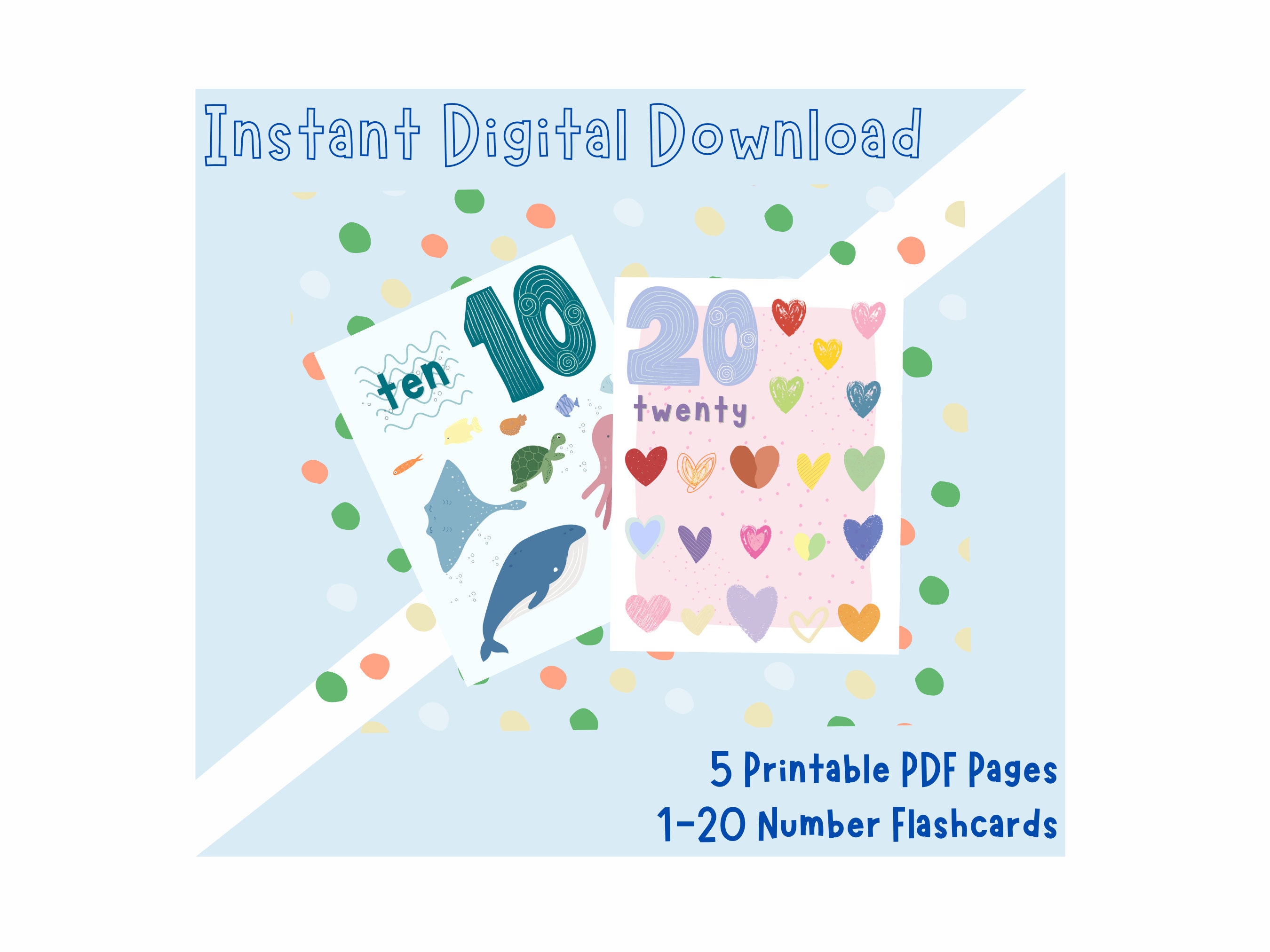 Number Flashcards 1-20 Digital Download, Toddler and Preschool Activity ...