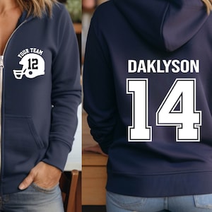 CUSTOMIZED sports  Zipper Hoodie ,Custom Logo Football Hoodie,Football Hoodie , Football Mom Hoodie