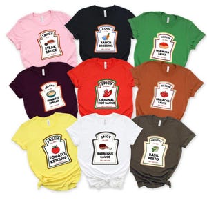 Group condiment Halloween family matching shirts, BBQ Party Shirts, Novelty Food Shirts, Ketchup Mustard Shirt, Food Lover T-Shirts,