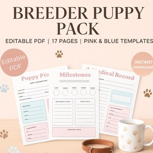 fillable breeder puppy pack printable and fillable pdf dog breeder forms puppy planner whelping supplies editable new puppy packet