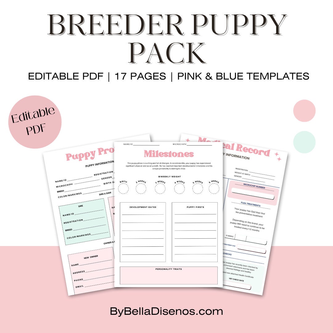 Fillable Breeder Puppy Pack Printable and Fillable Pdf Dog Breeder ...