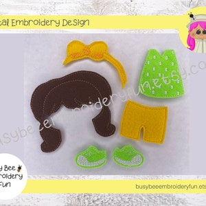 Felt Doll Girl Medium Design-5x7 HOOP and Larger-ITH Digital Machine Embroidery File-Instant Download