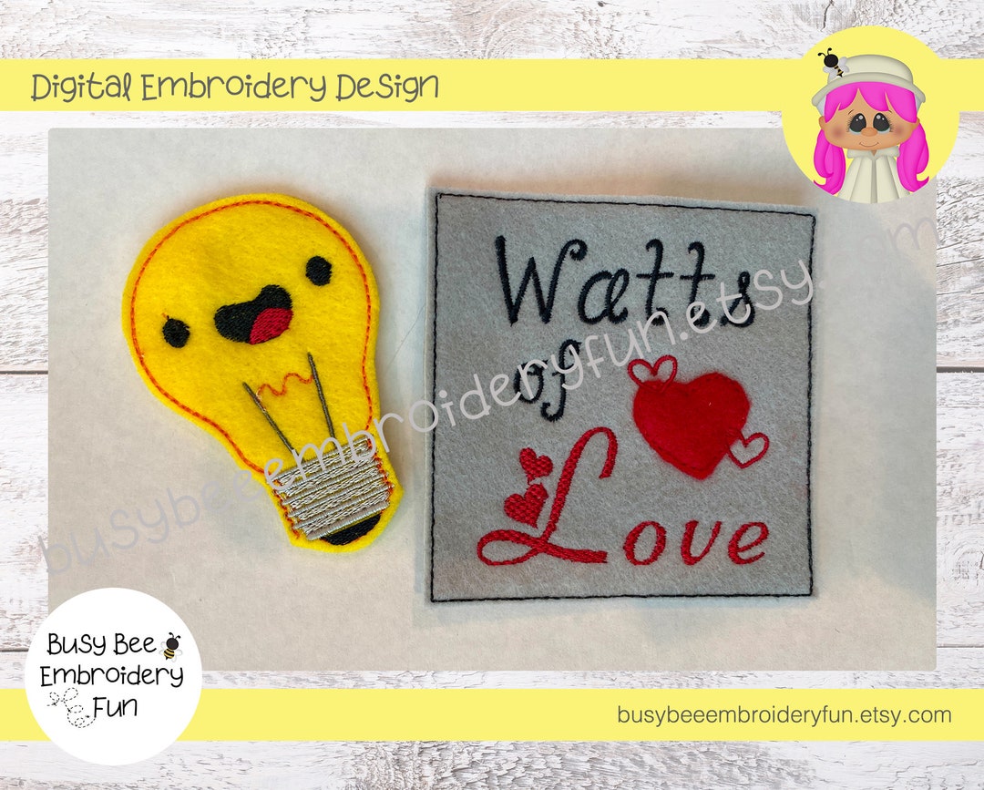 Watts of Love Pouch Card Embroidery Design, 4x4 Hoop (digital Download ...