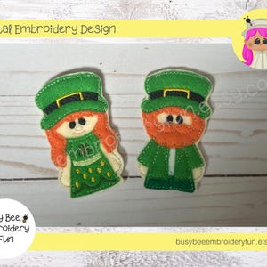 Leprechaun fingerdocka design - ITH digital maskinbroderifil - direkt nedladdning - 4x4 båge och större