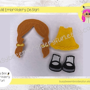 Felt Doll Girl Medium Design-5x7 HOOP and Larger-ITH Digital Machine Embroidery File-Instant Download