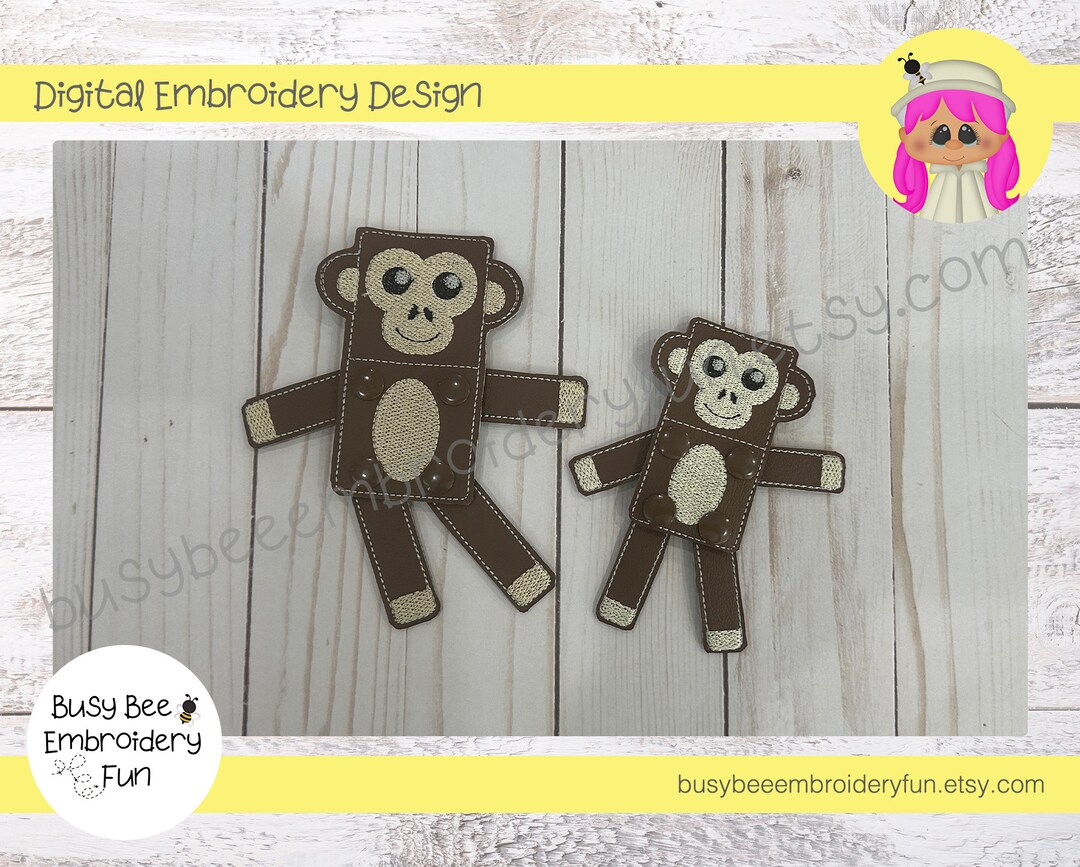 Monkey Snap Buddy Design-ith Digital Machine Embroidery File-instant ...