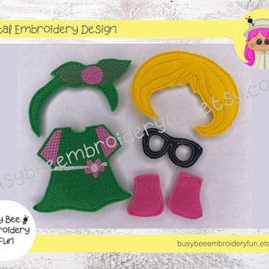 Felt Doll Girl Medium Design-5x7 HOOP and Larger-ITH Digital Machine Embroidery File-Instant Download