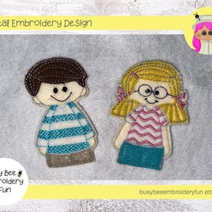 Kids Finger Puppet Design-ITH Digital Machine Embroidery File-Instant Download-4x4 Hoop and Larger