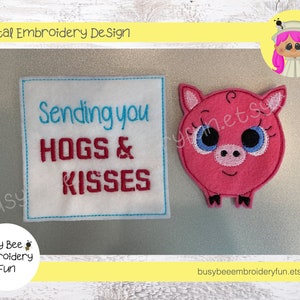 Design de cartão de bolsa Hogs & Kisses-ITH arquivo de bordado de máquina digital-download instantâneo-arco 4x4 e bolsas de cartão maiores