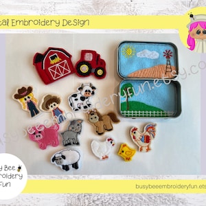 Farm Tin Set -ITH Digital Machine Embroidery File-Instant Download-4x4 Hoop and Larger-Feltie