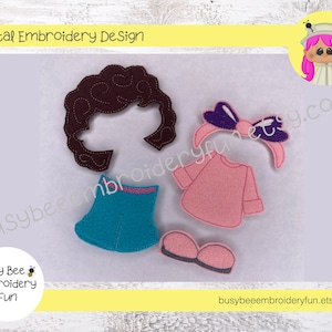 Felt Doll Girl Medium Design-5x7 HOOP and Larger-ITH Digital Machine Embroidery File-Instant Download