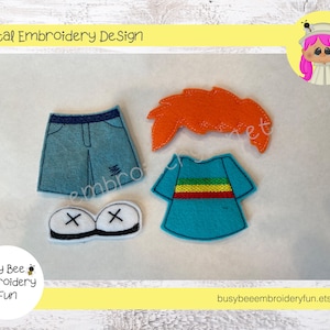 Felt Doll Boy Medium Design-5x7 HOOP and Larger-ITH Digital Machine Embroidery File-Instant Download