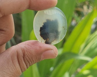 Scenic Dendritic Agate Cabochon: Oval Flat Back, 29x26 mm