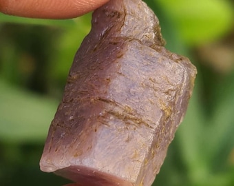 Raw Ruby Massive Purple Reiki Crystal Stick: Rough Corundum Healing Stone 22x16MM