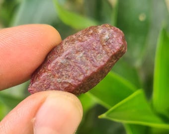 Raw Red Ruby Crystal: Natural Hexagonal Gemstone from Indian Mines