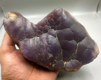 Calcedônia roxa extra grande bruta, exemplar excepcional cor lavanda | Cristal decorativo marcante (15 x 10 cm)