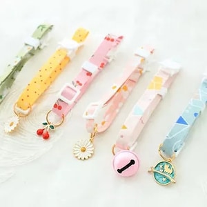 Safety Breakaway Cat Collars Quick Release Kitten Collar Cats Collar Necklace with Pendant| Rainbow, Clouds,Moon,Cherry,Flower, Cat Pendants