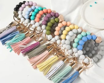 Bracelet jonc en perles de silicone | Porte-clés en silicone | Bracelet jonc en perles de silicone porte-clés/bracelet | Porte-clés en or | Bracelet | Bracelet