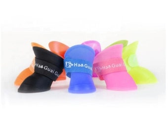 Botas de chuva para cães, azul, preto, rosa Botas de chuva para cães, Botas de chuva para cães, Botas de chuva para cães | Botas de chuva confortáveis para animais de estimação azuis, rosa e pretas